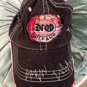 Black and Red Distressed Cap